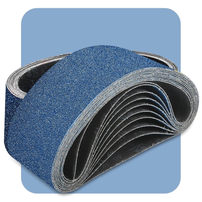 Clebay 3x21 Inch Sanding Belts 10 Pcs 120 Grits Heavy Duty Belt Sander Zirconia Belt Sander Paper for Wood, Metal, Stainless Steel, Automotive, and Furniture - Image 1
